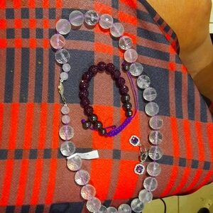 Large lot AMETHYST BRACELET NECKLACE EARRINGS GENUINE SOLID STERLING SILVER